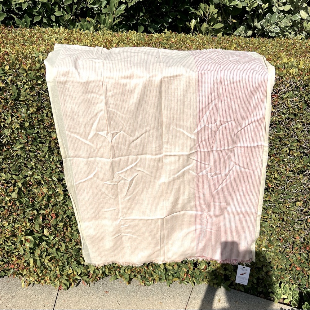 NWT Cream Scarf with Variegated Pink Stitching by Bloom & Give